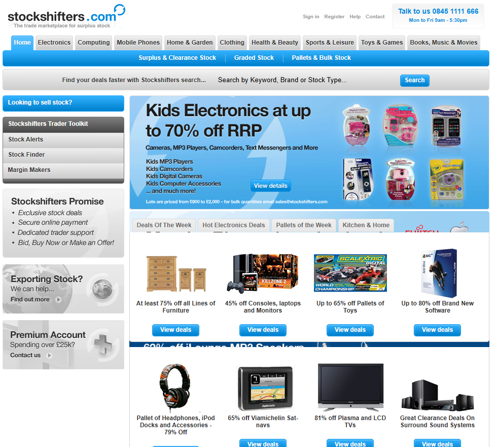 First version of the Stockshifter landing page