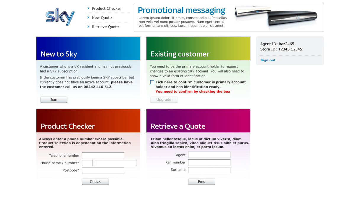 Landing page of the Retail Sales Gateway